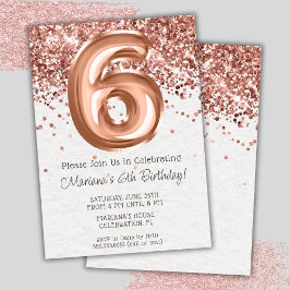 Convite de Aniversário de 6 anos Rose Gold