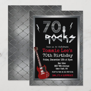Convite de Aniversário de 70 Anos 70 Rocks Rocksta