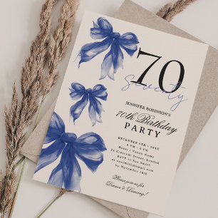 Convite de Aniversário de 70 anos Bege Watercolor
