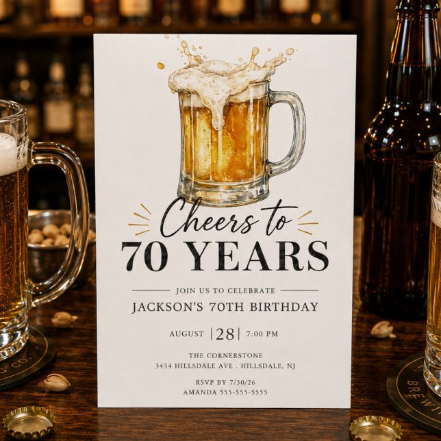 Convite de Aniversário de 70 Anos Cheers (Criador carregado)