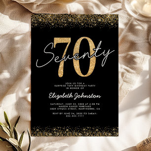 Convite de Aniversário de 70 anos Classic Black Go