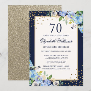 Convite de Aniversário de 70 anos com Brilho Flora