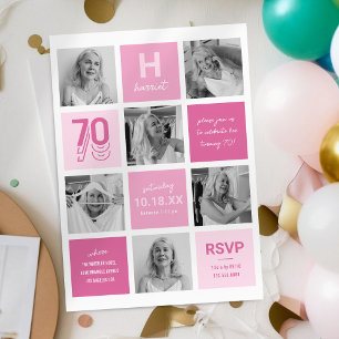 Convite de Aniversário de 70 anos com Colagem de F