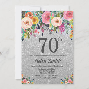 Convite de Aniversário de 70 anos com Floral de Br