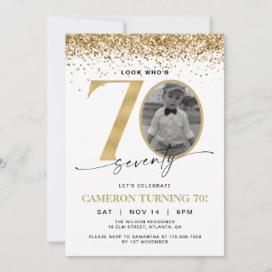 Convite de Aniversário de 70 anos com Foto Moderno