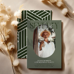 Convite de Aniversário de 70 Anos com Foto Oval Mo