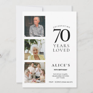 Convite de Aniversário de 70 anos com Foto, Simple