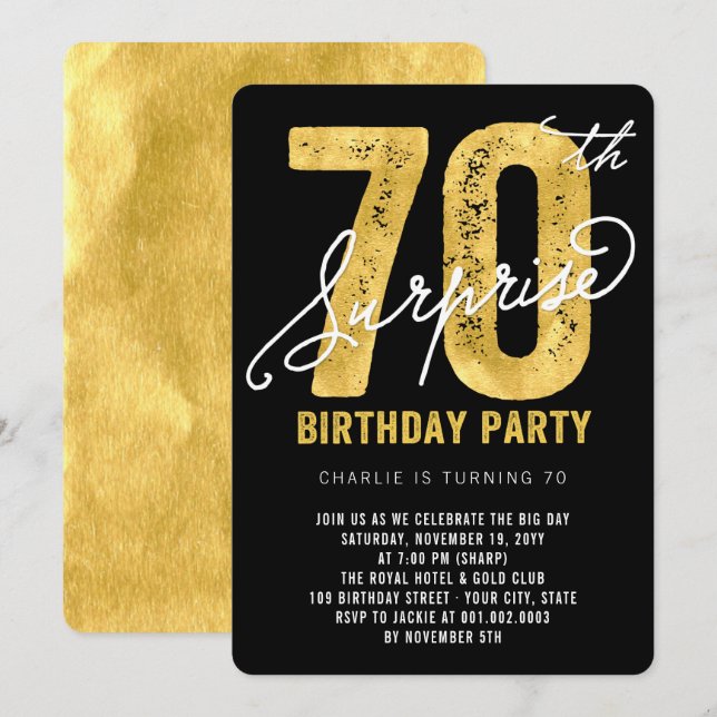 Convite de Aniversário de 70 anos com Surpresa de  (Frente/Verso)