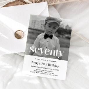 Convite de Aniversário de 70 Anos com Tipografia N
