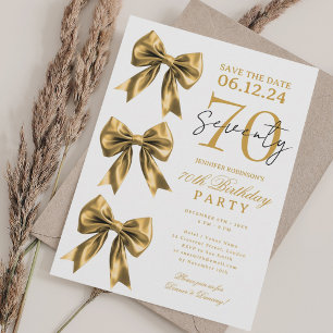 Convite de Aniversário de 70 anos Coquette Dourada