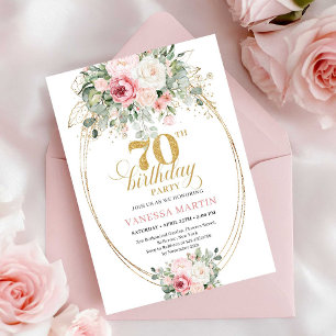 Convite de Aniversário de 70 anos Digital Boho Blu