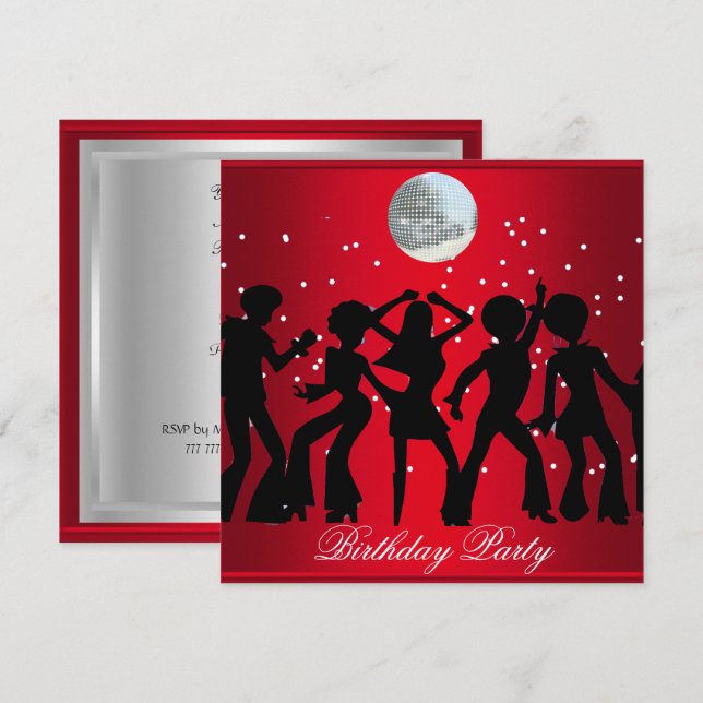 Convite de Aniversário de 70 anos Disco Vermelho (Frente/Verso)