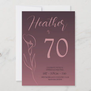 Convite de Aniversário de 70 anos Elegante Floral
