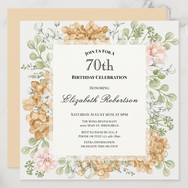 Convite de Aniversário de 70 anos em Cores Elegant (Criador carregado)