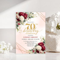 Convite de Aniversário de 70 anos Estilo Vintage D