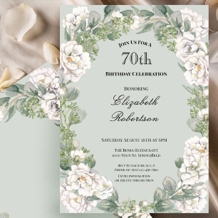 Convite de Aniversário de 70 Anos Feminino Floral 