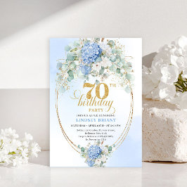 Convite de aniversário de 70 anos luxuoso com flor
