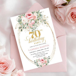 Convite de Aniversário de 70 anos Luxuoso com Rosa