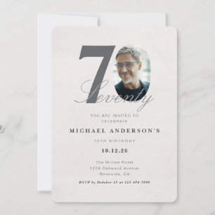 Convite de Aniversário de 70 Anos Minimalista