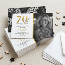 Convite de Aniversário de 70 anos Moderno Preto e 