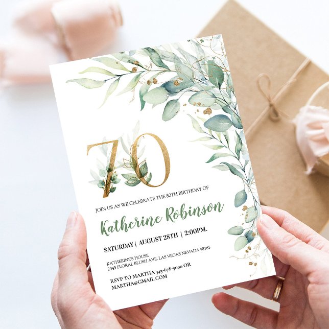 Convite de Aniversário de 70 Anos para Brunch Eleg (Criador carregado)