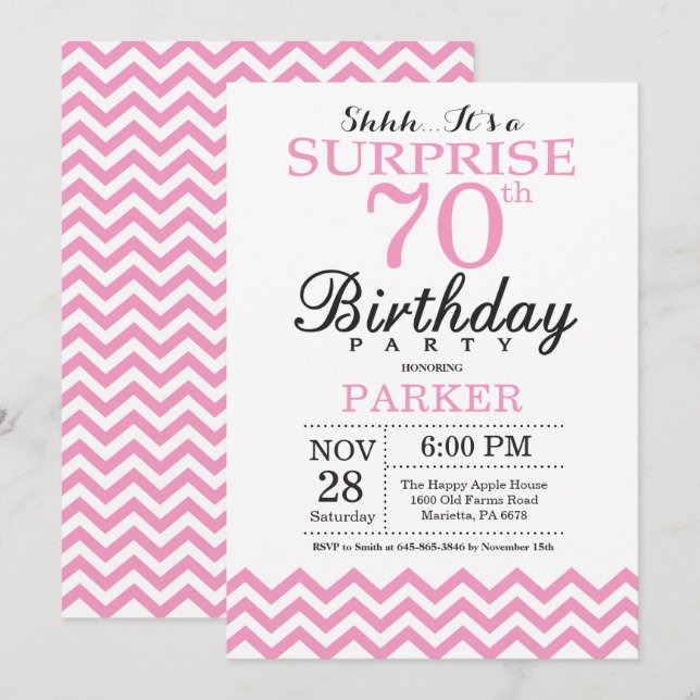 Convite de Aniversário de 70 anos Surpresa com Che (Frente/Verso)