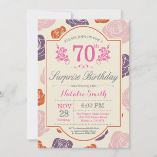 Convite de Aniversário de 70 anos Surpresa Floral 