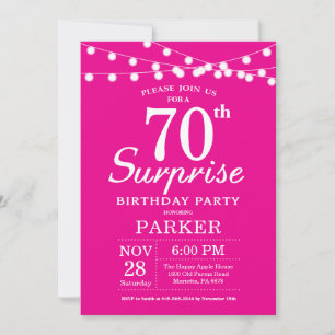 Convite de Aniversário de 70 anos Surpresa Rosa Qu