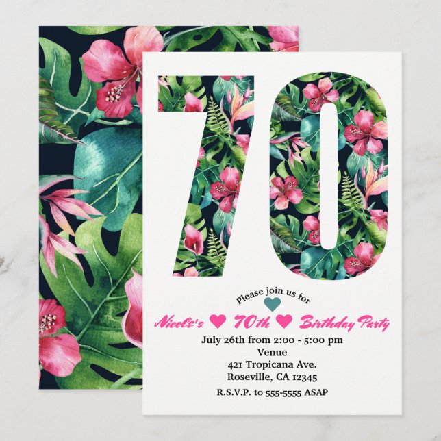 Convite de Aniversário de 70 anos Tropical 70 (Frente/Verso)