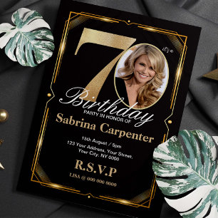 Convite de aniversário de 70 com foto