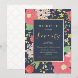 Convite de Aniversário de 70 - Floral Elegante - P
