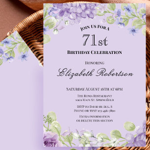 Convite de Aniversário de 71 anos Elegante Floral 