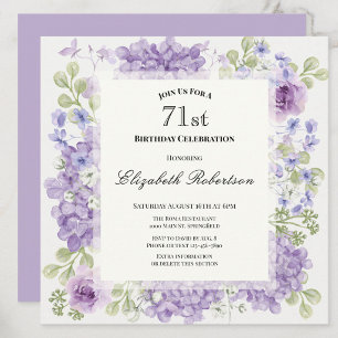 Convite de Aniversário de 71 Anos Elegante Flores 