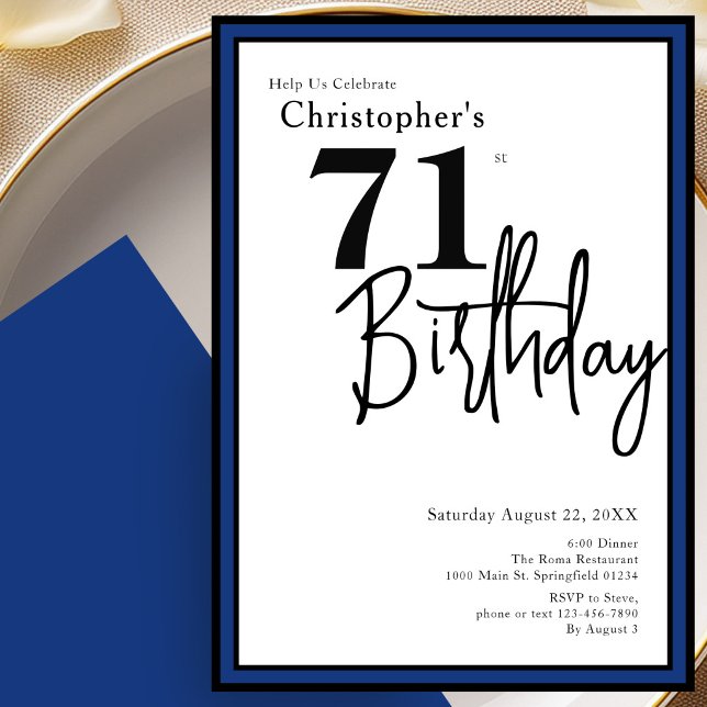 Convite de Aniversário de 71 anos Moderno Elegante (Criador carregado)