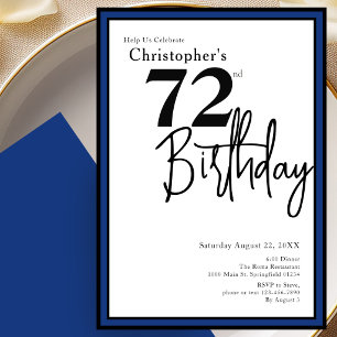 Convite de Aniversário de 72 Anos Moderno Elegante