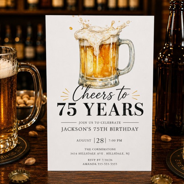 Convite de Aniversário de 75 Anos Cheers (Criador carregado)