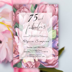 Convite de Aniversário de 75 Anos com Tema Floral