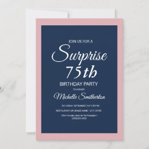 Convite de Aniversário de 75 anos Surpresa Azul Ma
