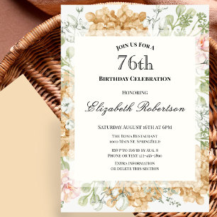 Convite de Aniversário de 76 anos em Cores Elegant