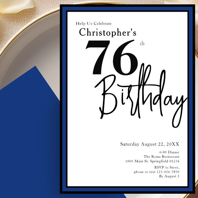 Convite de Aniversário de 76 anos Moderno Elegante (Criador carregado)