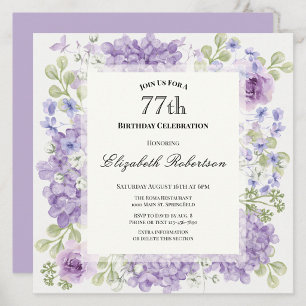 Convite de Aniversário de 77 anos Elegantes Flores