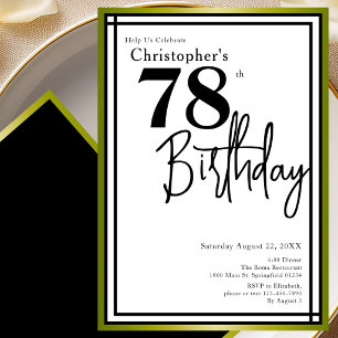 Convite de Aniversário de 78 Anos Moderno Elegante