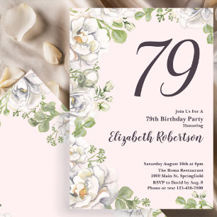Convite de Aniversário de 79 anos com Peônias Flor
