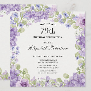 Convite de Aniversário de 79 Anos Elegante Floral 