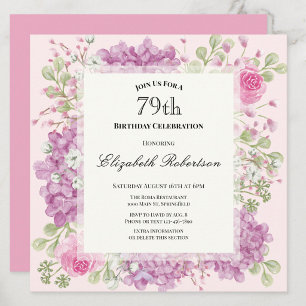 Convite de Aniversário de 79 anos Elegantes Flores