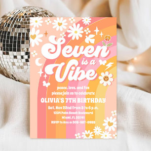 Convite de Aniversário de 7 anos da Groovy Daisy