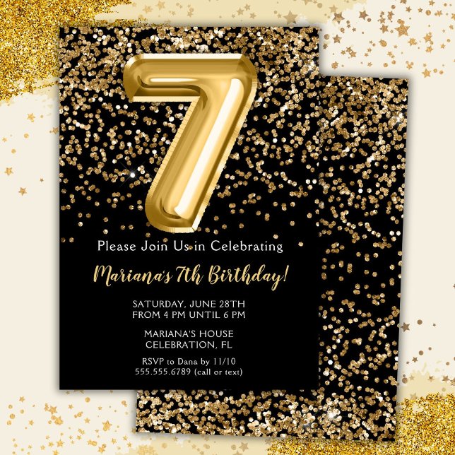 Convite de Aniversário de 7 Anos da Menina Black G (Criador carregado)