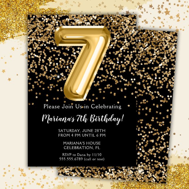 Convite de Aniversário de 7 Anos da Menina Black G (Criador carregado)