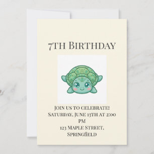 Convite de Aniversário de 7 Anos do Bebê Tartaruga