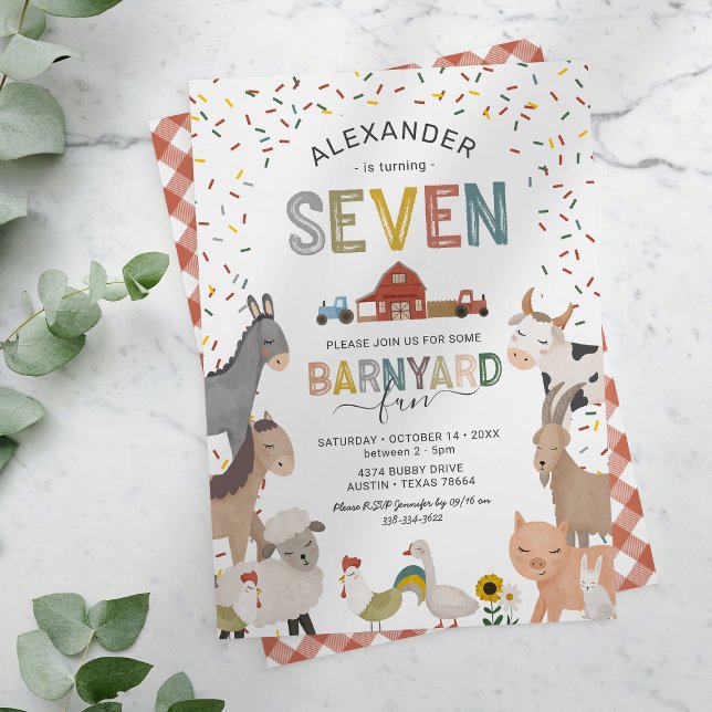 Convite de Aniversário de 7 Anos do Petting Zoo (Criador carregado)
